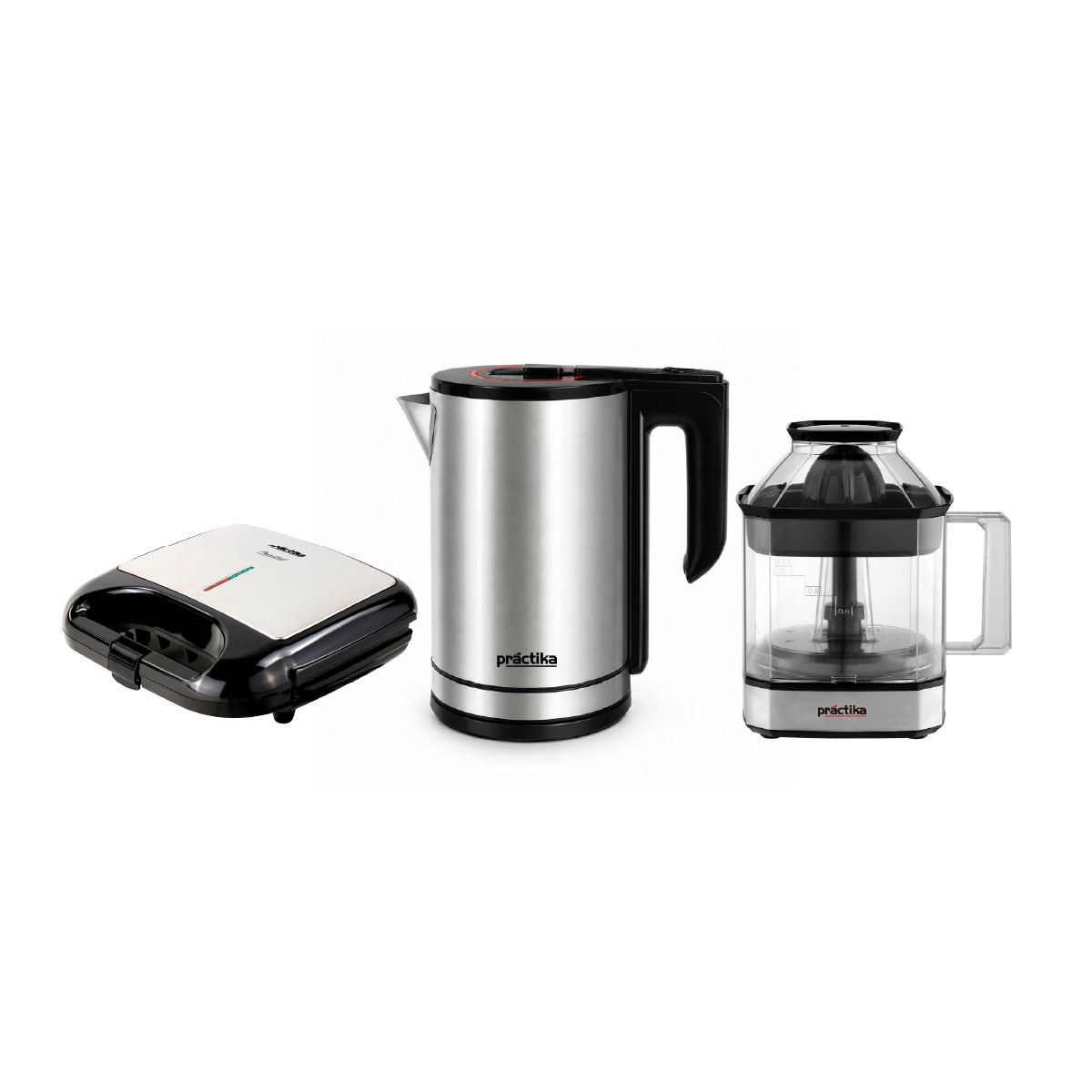 Combo Practika Hervidor Inox 18 Plus + Exprimidor Citrus Force + Sandwichera Panini Grill