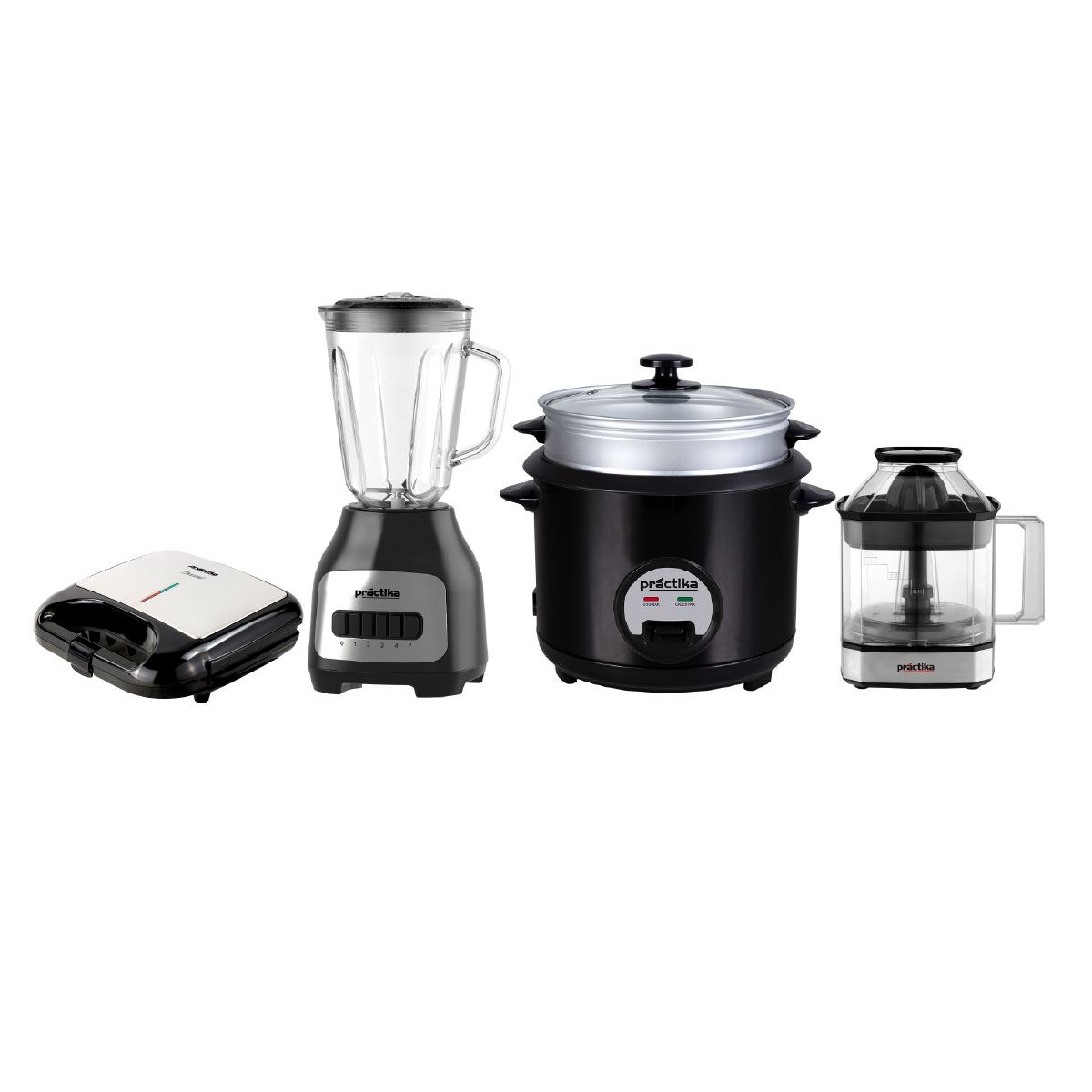 Combo Licuadora BL-600 + Olla Arrocera POM-1K Black + Mini Grill Panini Grill + Exprimidor Citrus Force
