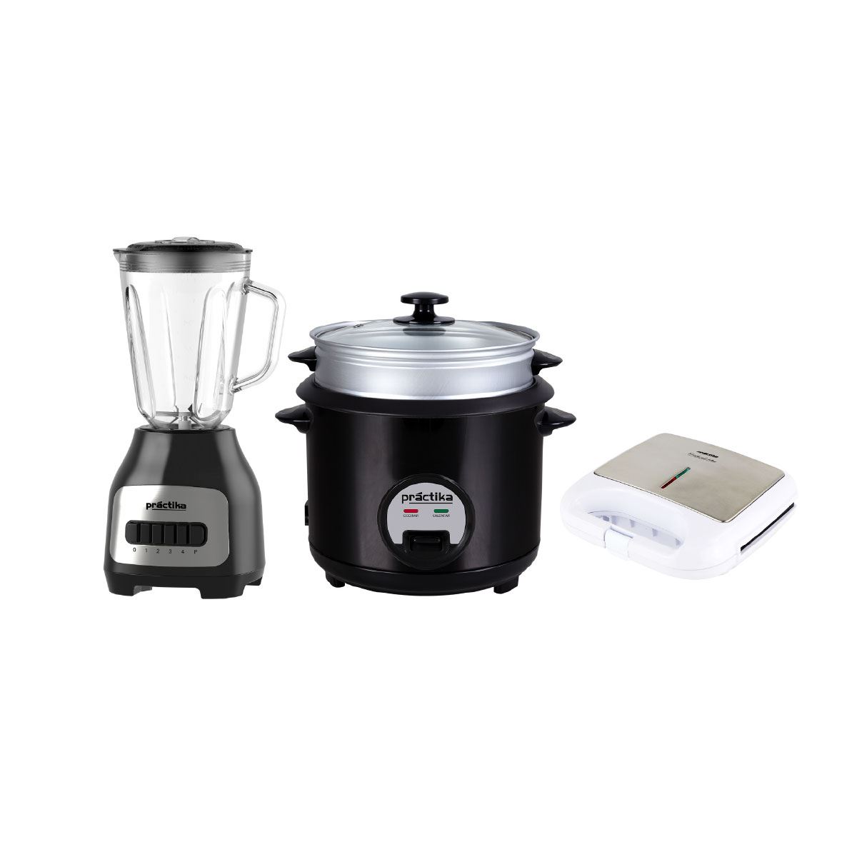 Combo Licuadora BL-600 + Olla Arrocera POM-1K Black + Sandwichera Sandwich Max