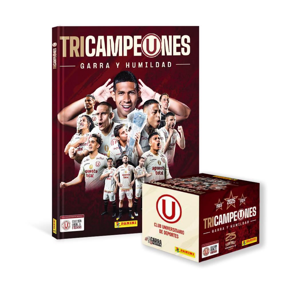 ALBUM UNIVERSITARIO TRICAMPEONES PANINI, ALBUM TAPA DURA + 1 PAQUETON