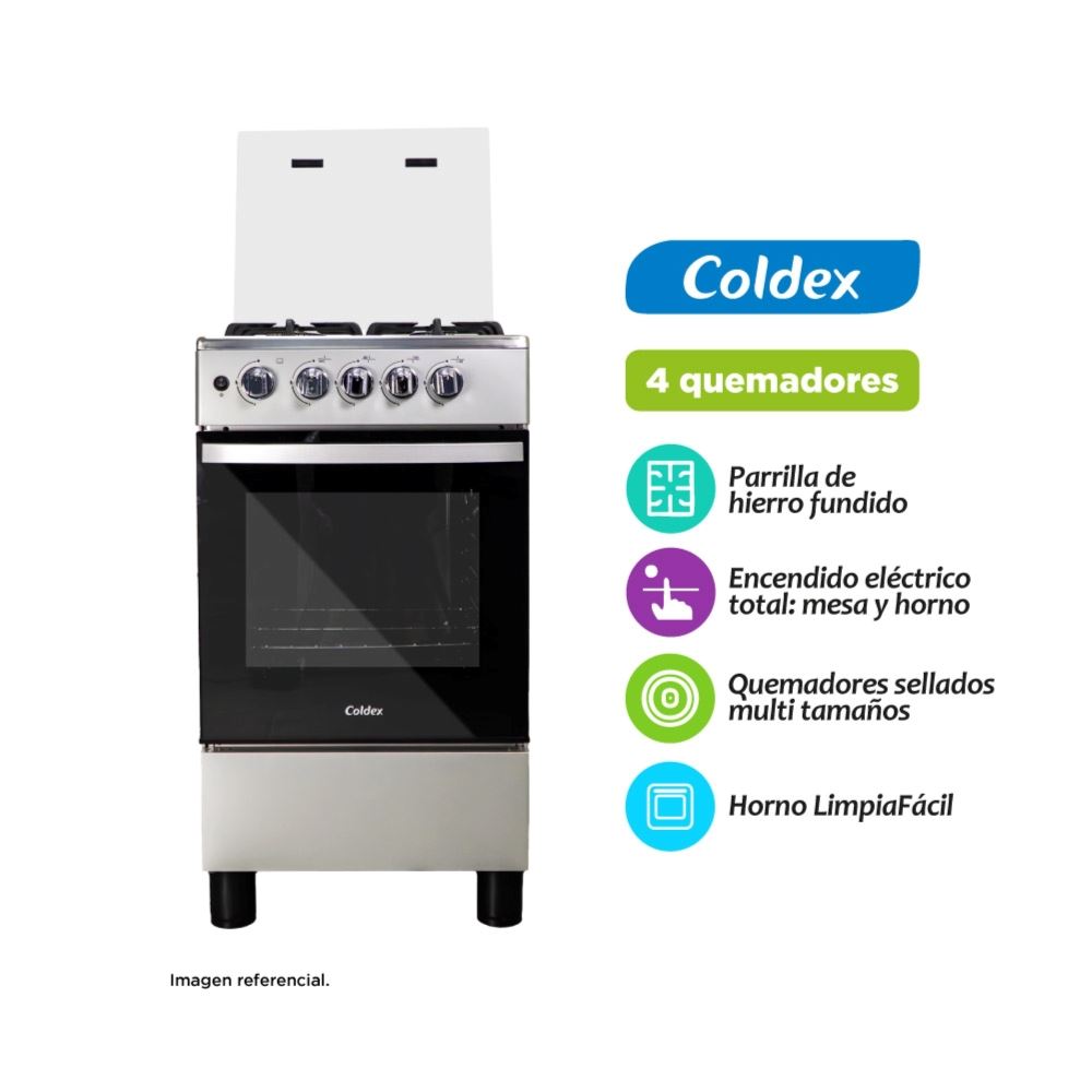 Cocina de pie Coldex Gas Basic 20" 4 Hornillas CX 505 Plus