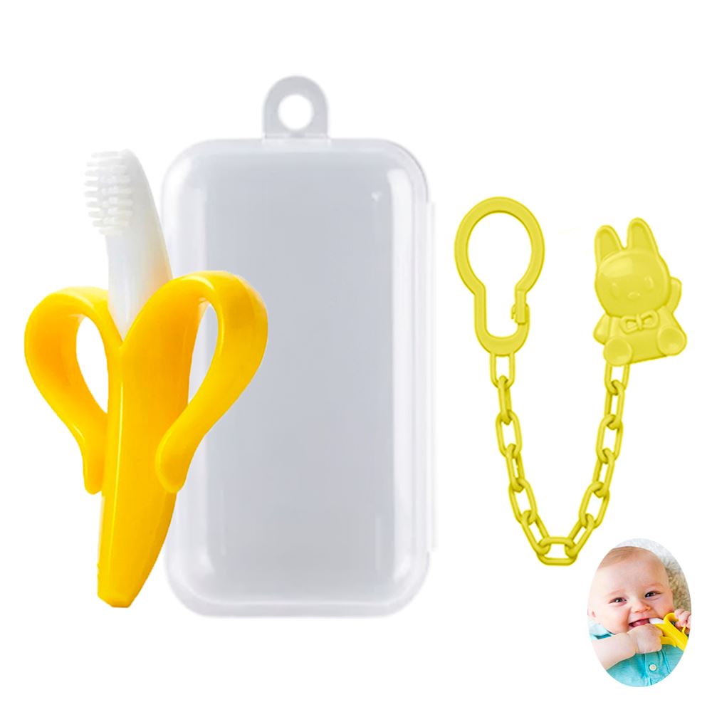 Mordedor Banana Amarillo Con Cadena Baby Froggie Conejo Amarillo Para Bebe