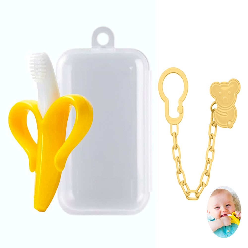 Mordedor Banana Amarillo Con Cadena Baby Froggie Koala Amarillo Para Bebe