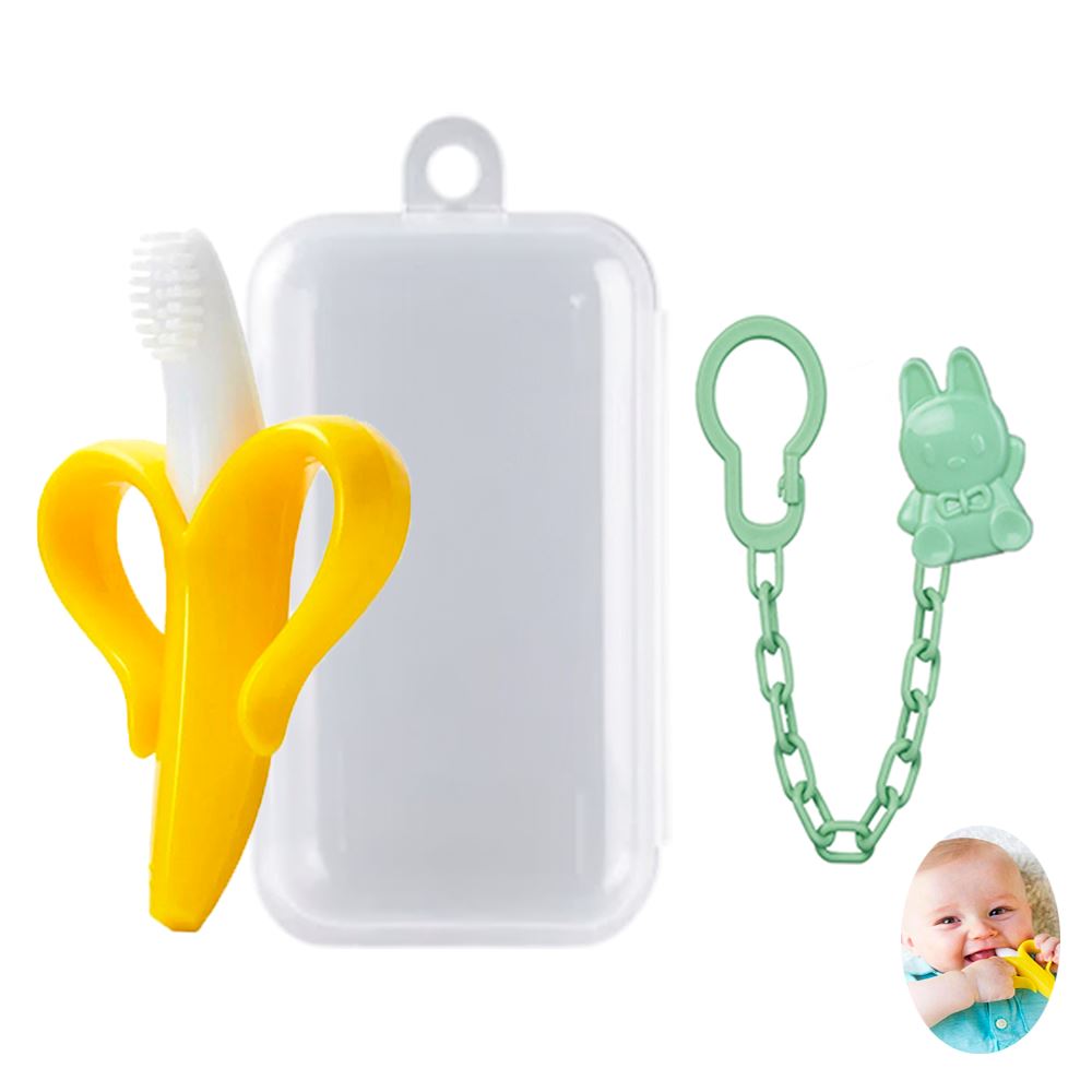 Mordedor Banana Amarillo Con Cadena Baby Froggie Conejo Verde Para Bebe