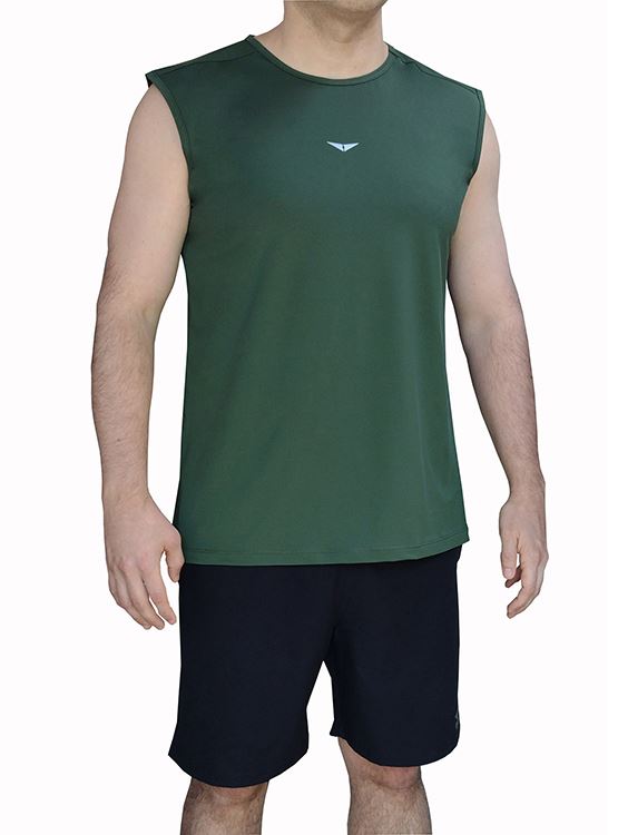 Polo Deportivo Hombre Verde Sin Mangas licrado Revati Ft517-ph-m7