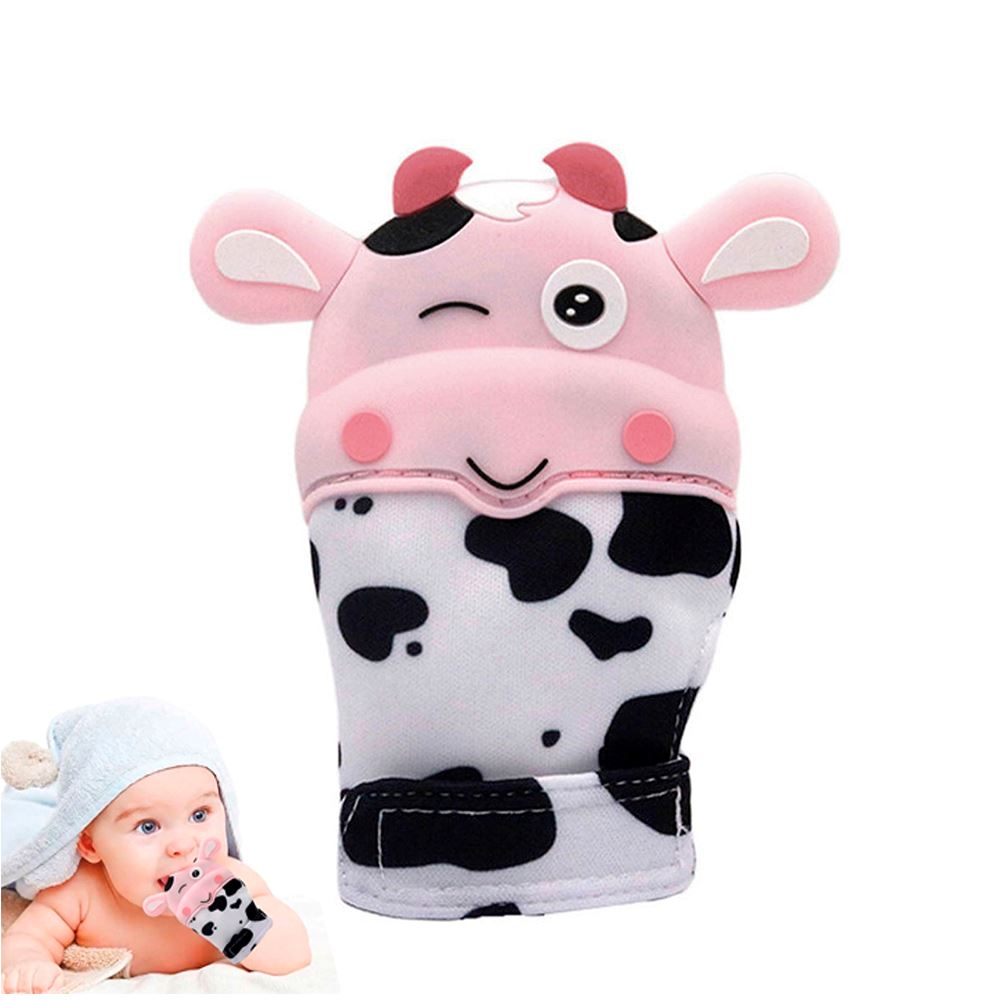 Guante mordedor vaquita rosado para bebe