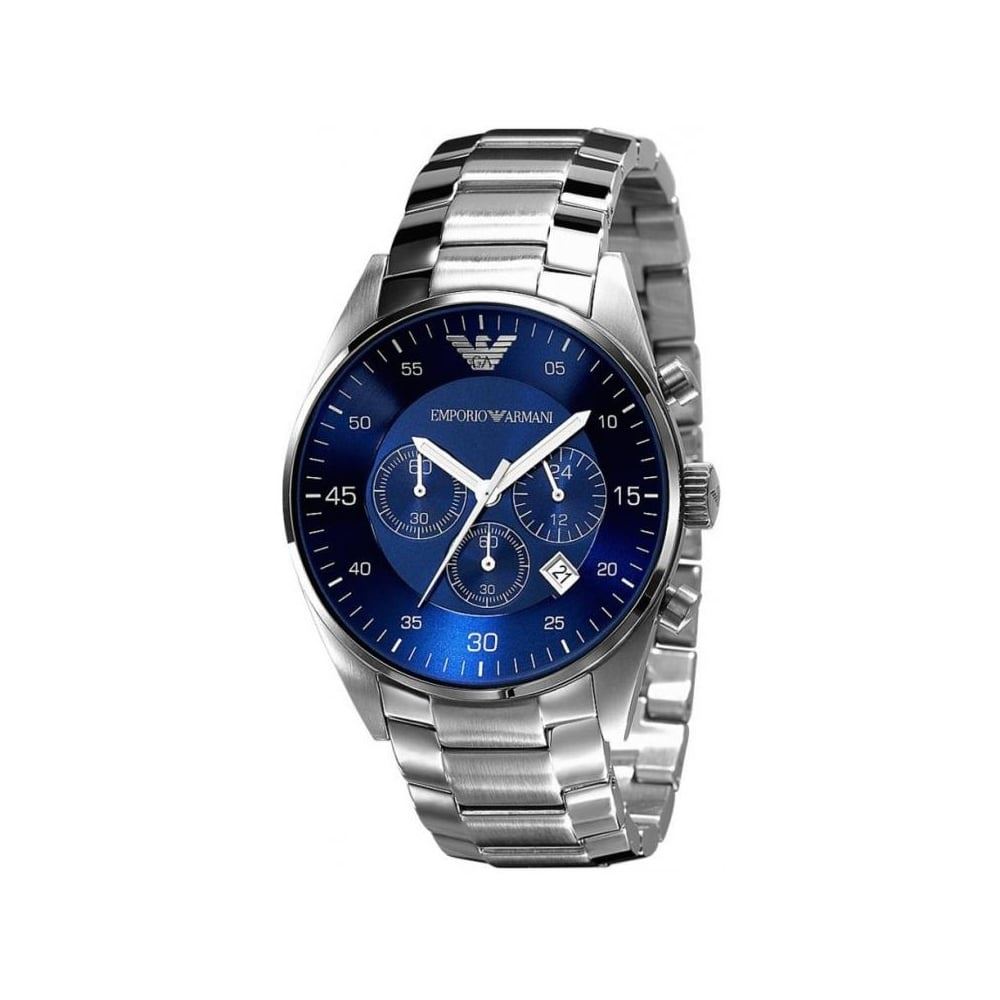 Reloj Emporio Armani Ar5860 Azul Sellado Nuevo En Caja Plateado Azul