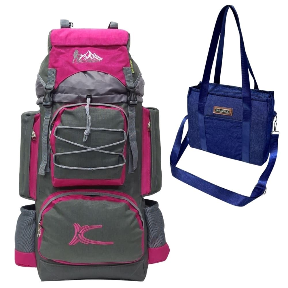 PROMOCIÓN MOCHILA DE CAMPING N3 KENGAR PLOMO-FUCSIA - BOLSO PUFFER XS JEAN