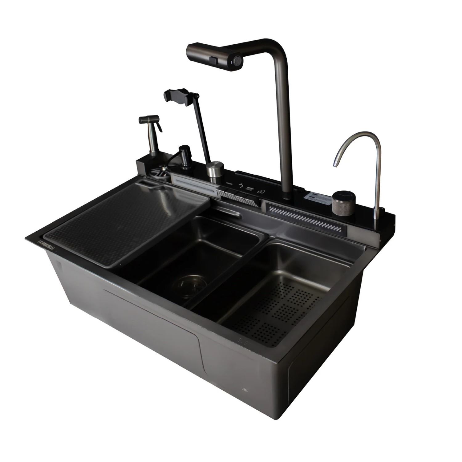 Lavadero de Cocina Multifuncional Smart Poseidon Inox Negro Fratelli PSD-7545B