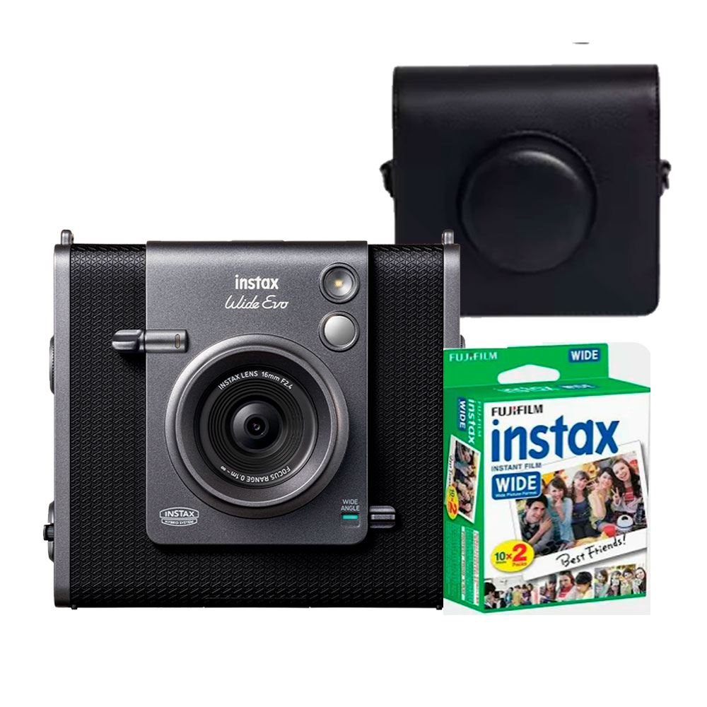 Camara Fujifilm Instax Wide Evo Black + Estuche Negro+ Pelicula x 20