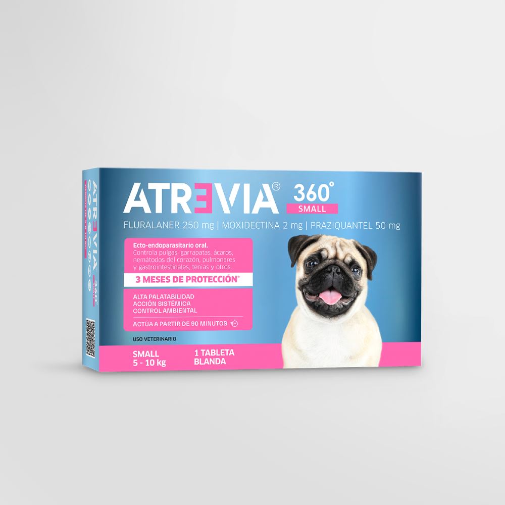 ANTIPULGAS Y ANTIPARASITARIO PARA PERROS ATREVIA® 360 SMALL- CJA 1 TABLETA (5 – 10KG)