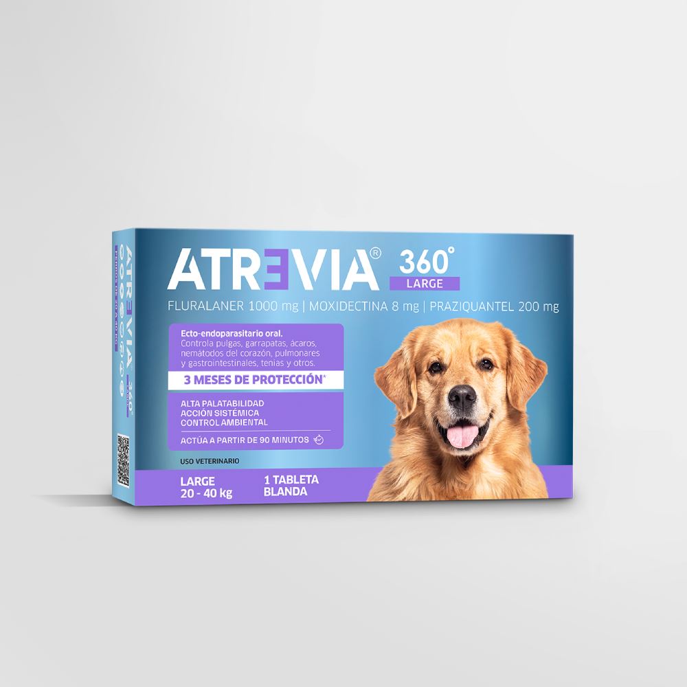 ANTIPULGAS Y ANTIPARASITARIO PARA PERROS ATREVIA® 360 LARGE- CJA 1 TABLETA (20 – 40KG)