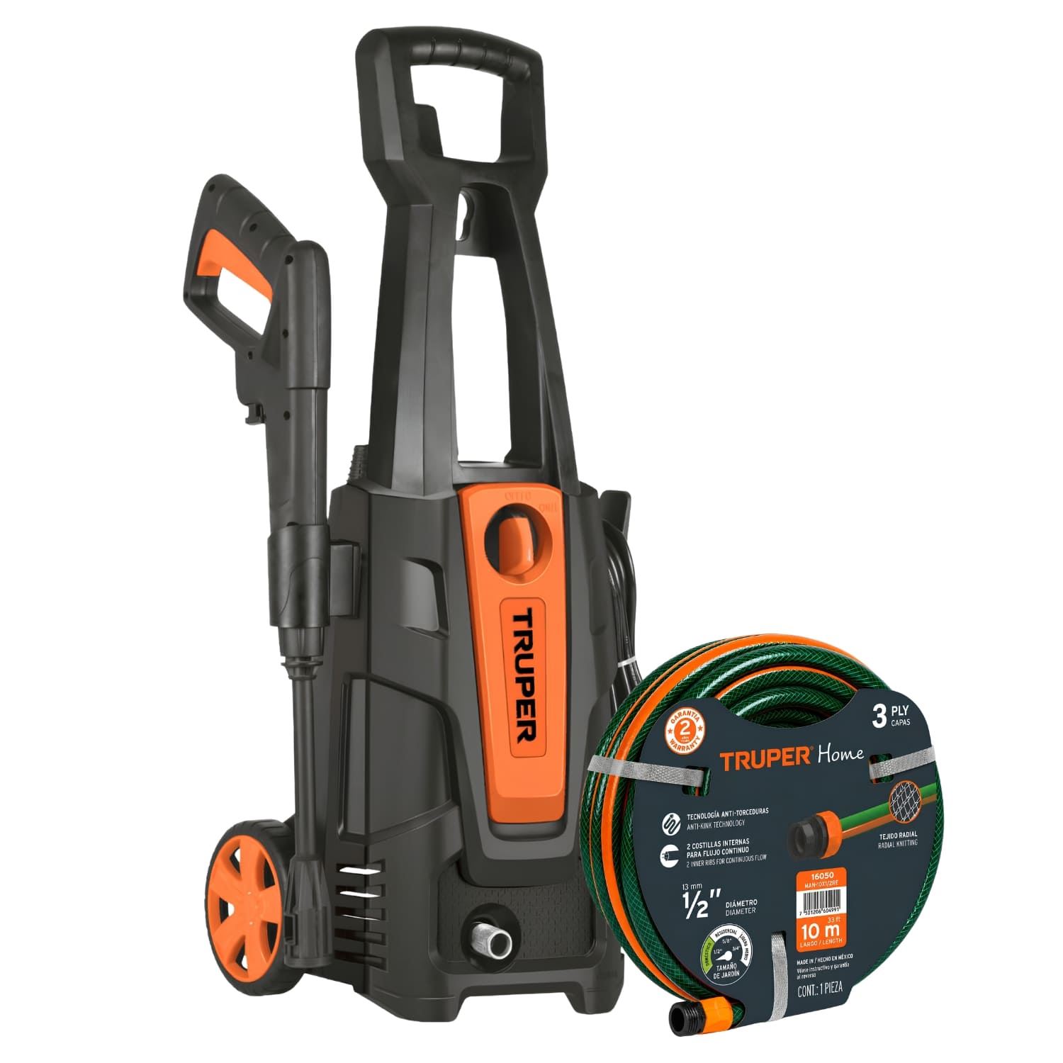 Hidrolavadora Eléctrica Alta Presión 1800PSI 1500W + Manguera 10 m Truper