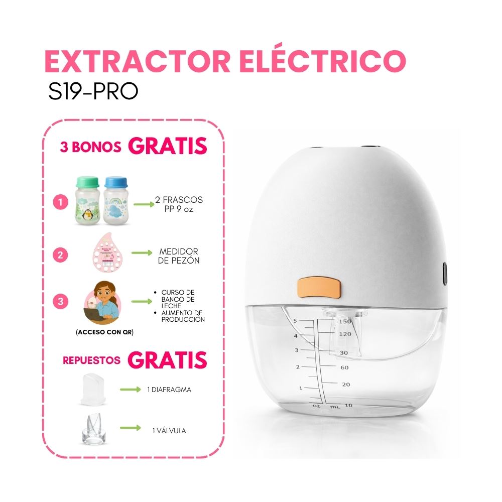 Extractor de Leche Eléctrico Manos Libres S19 Pro