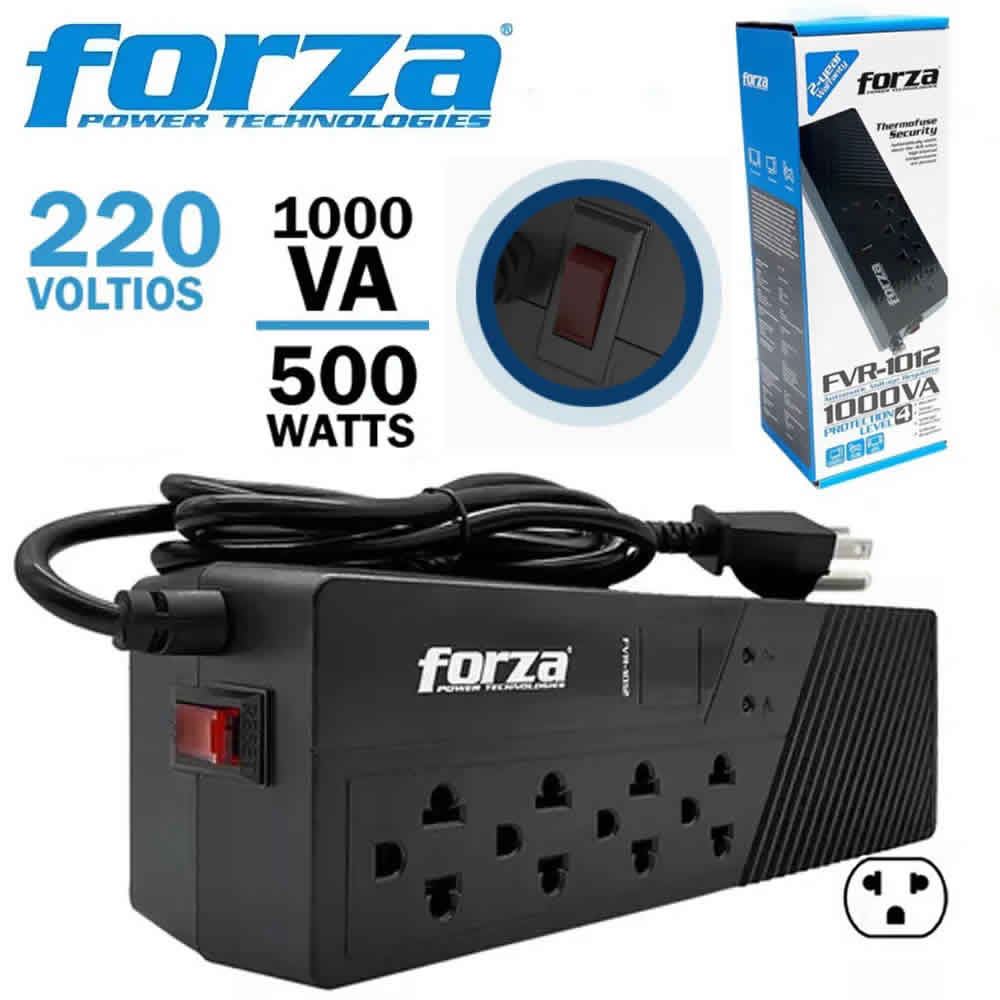 FORZA FVR-1012 ESTABILIZADOR 1000VA/500W 4 TOMAS NEGRO