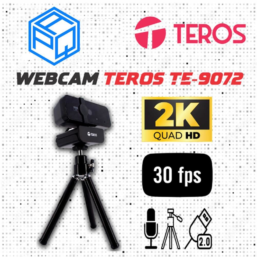 WEBCAM TEROS TE-9072 2K MICROFONO INCORPORADO + TRIPODE CONEXIÓN USB 2.0