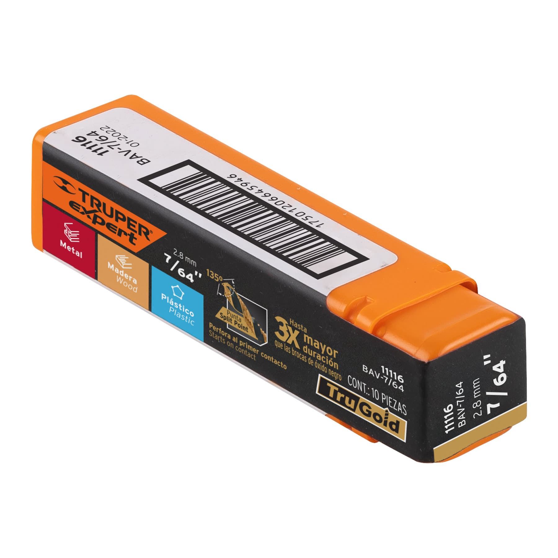 Pack x 10 : Broca HSS Truper 7/64" (2.8mm ) 11116 - Dorada