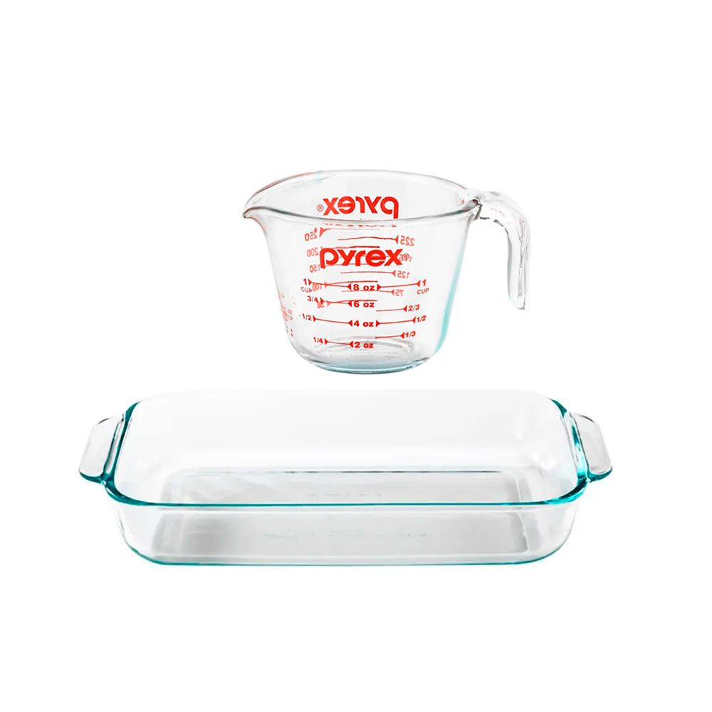Set Fuente Rectangular Pyrex 2 LT +  Taza 250ml 300453