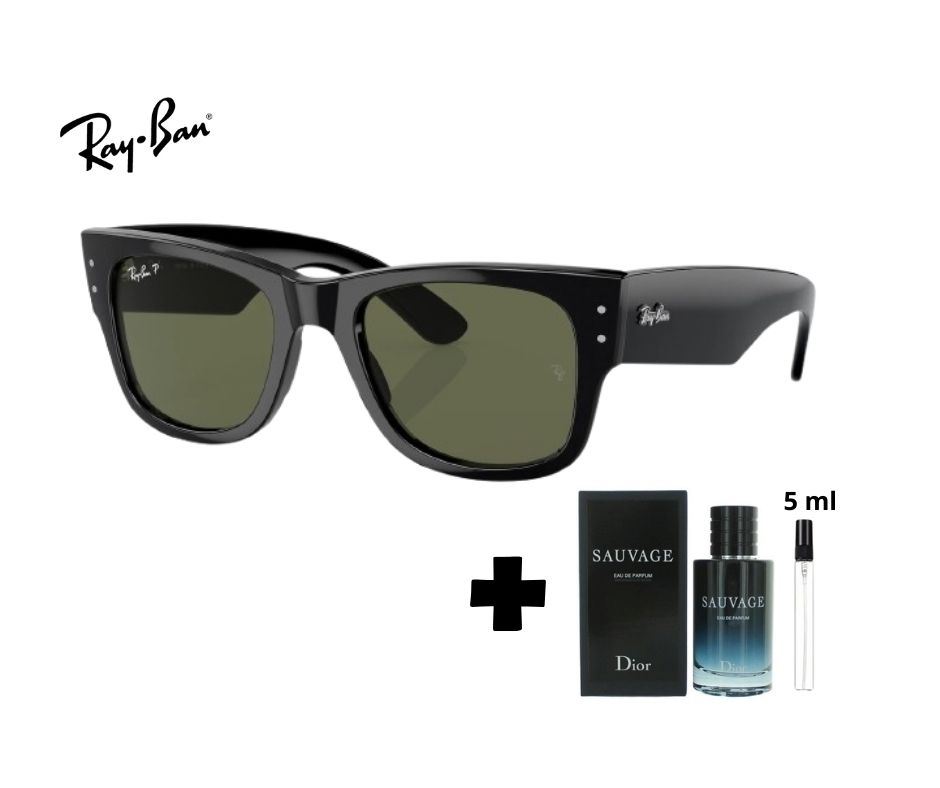 PACK DUO Lentes RayBan Mega Wayfarer RB0840 negro + Decants Perfume Sauvage Dior EDP 5ml