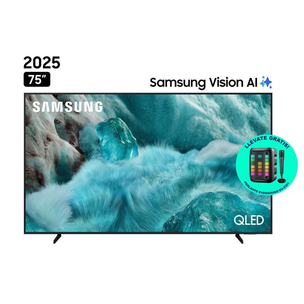 TELEVISOR SAMSUNG SMART TV 75" QLED 4K UHD VISION AI QN75Q7FAAGXPE + PARLANTE EVERSOUND EV-5301 DE REGALO