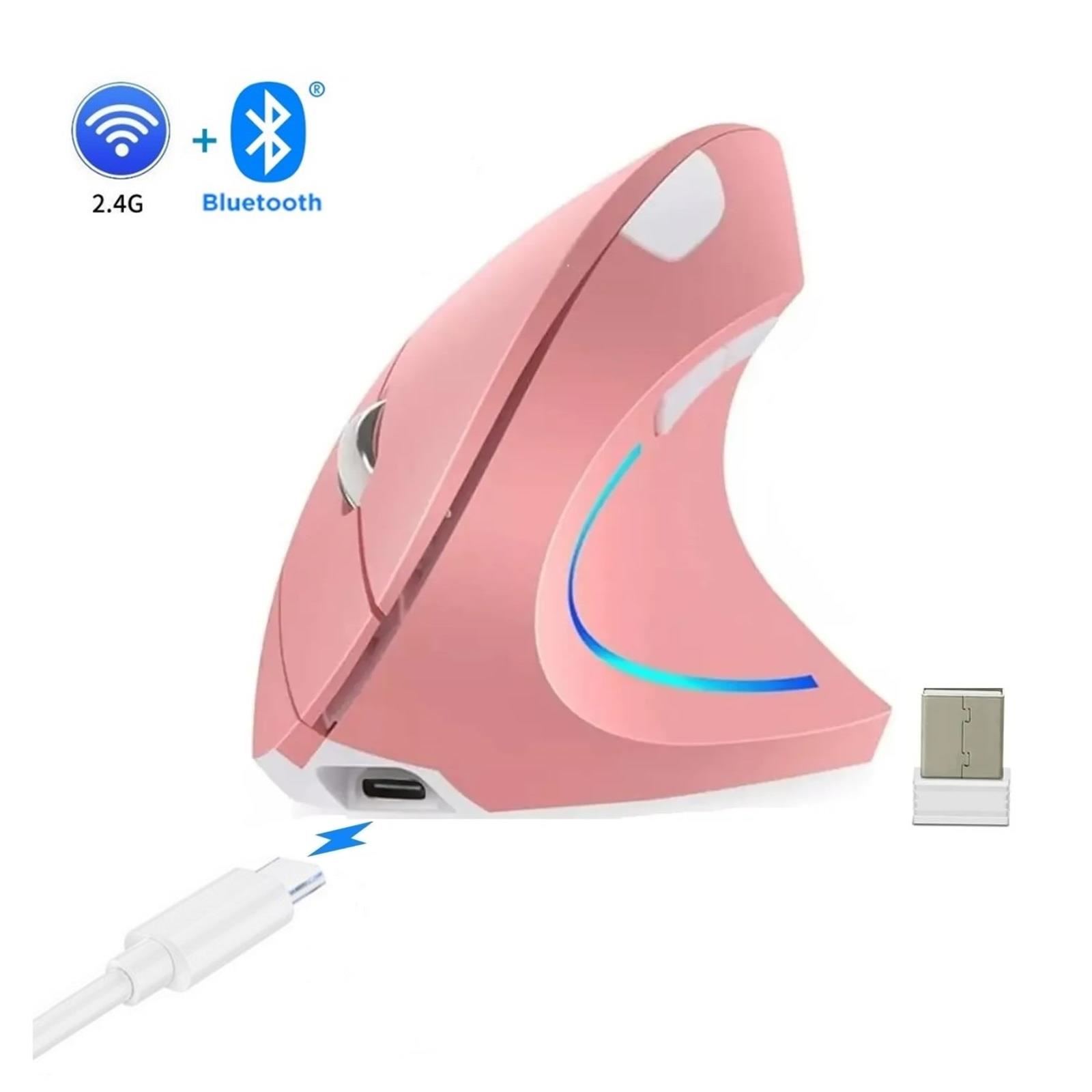 Mouse Vertical Recargable Bluetooth Dual Inalambrico GAMER - ROSA