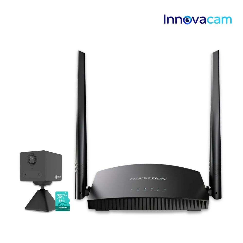 KIT VIAJERO PRO: CÁMARA BATERÍA EZVIZ CB2 + ROUTER 4G HIKVISION + MICRO SD 64GB