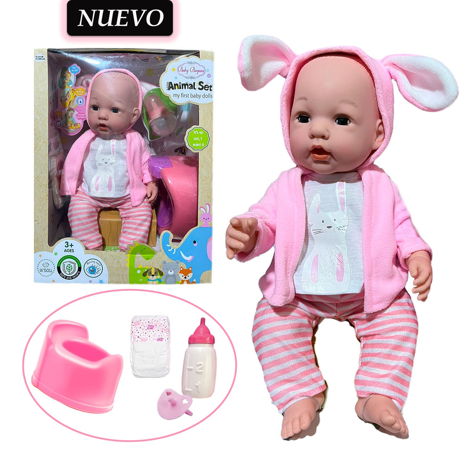Juguete Muñeca Bebé Real Baby Bryana con Accesorios A751I