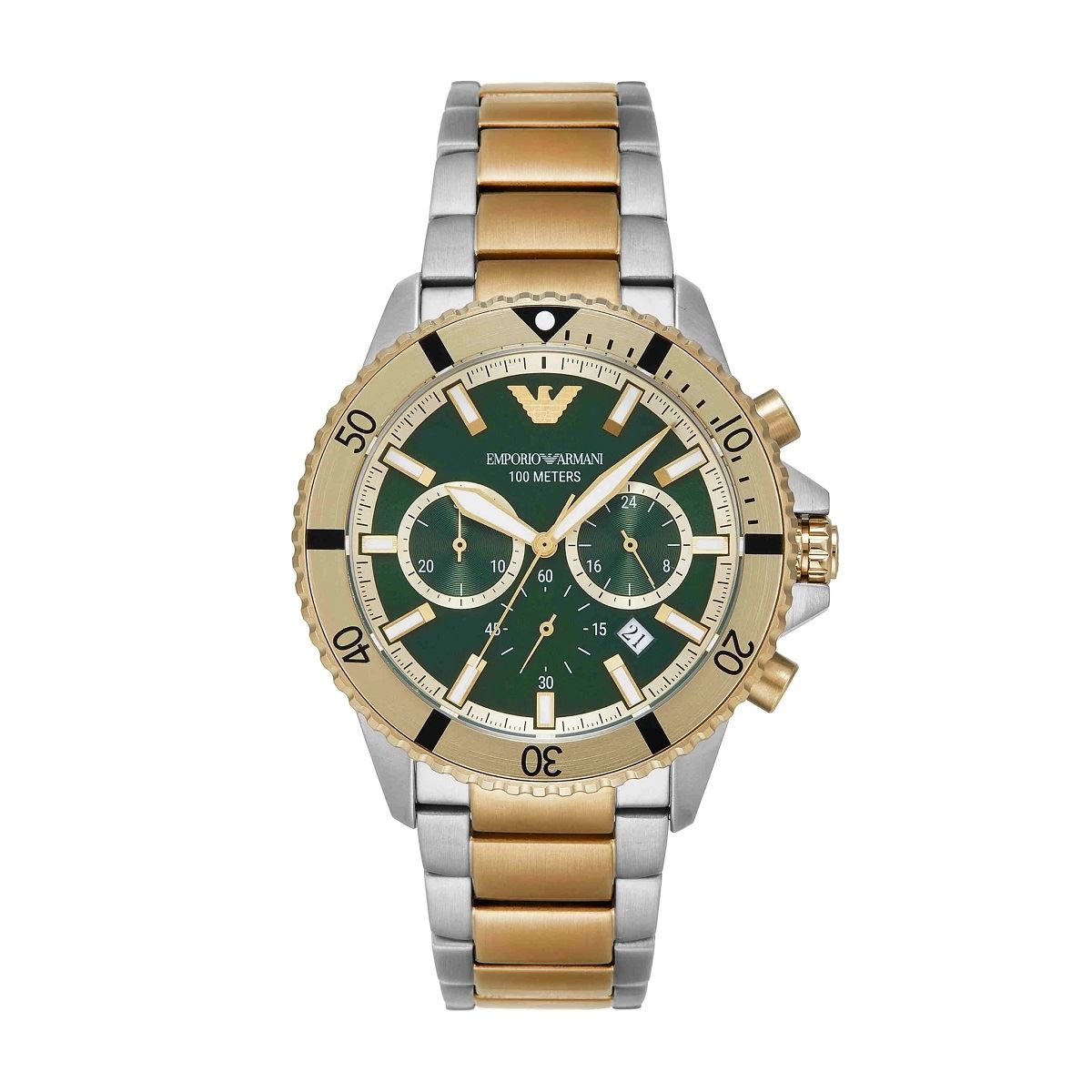 Reloj Para Hombre Emporio Armani Ar11586 Genuino Dorado Dorado Verde
