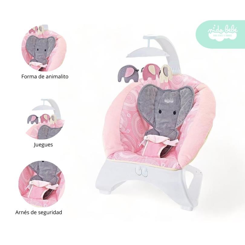 Silla Nido Mecedora de Bebé Elephant color Rosa