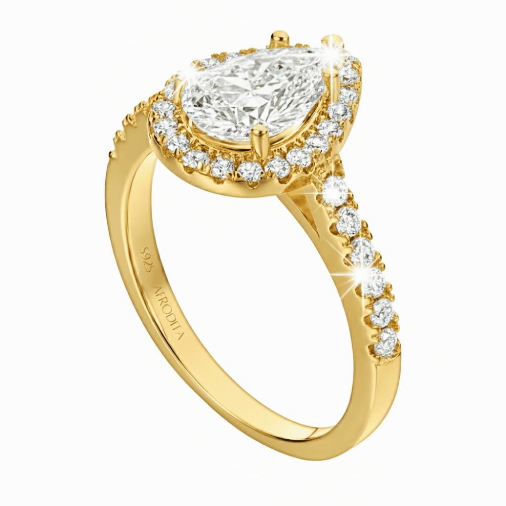 Anillo de Compromiso Afrodita 370 Plata Maciza Bañado en Oro