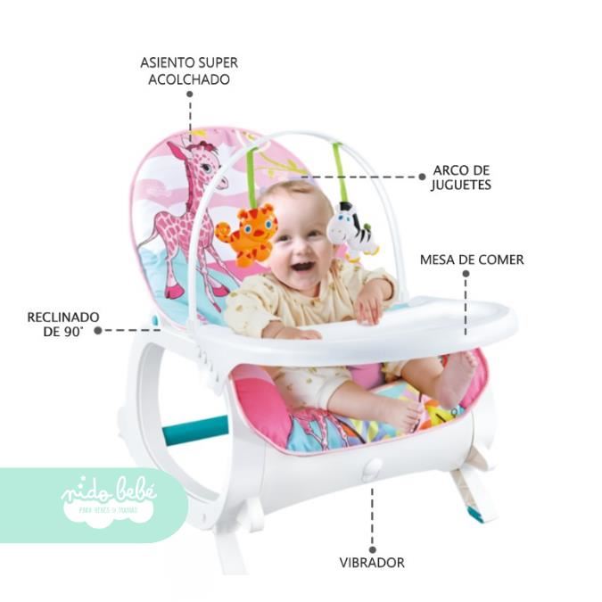 Silla Nido Mecedora de Bebé modelo Happy Baby Rosado