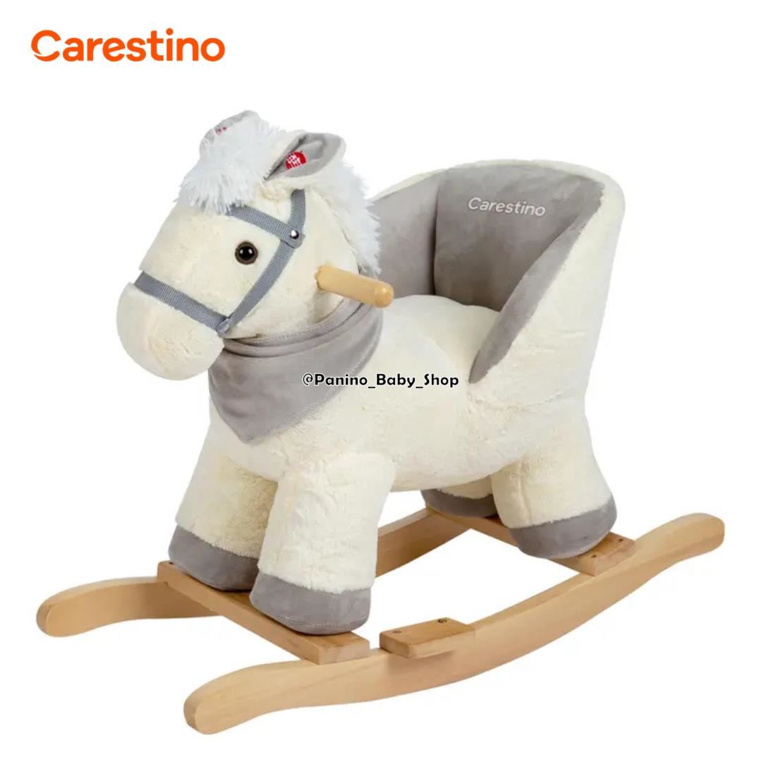 Mecedora Musical para Bebé CARESTINO -PELUCHE- Caballo Blanco