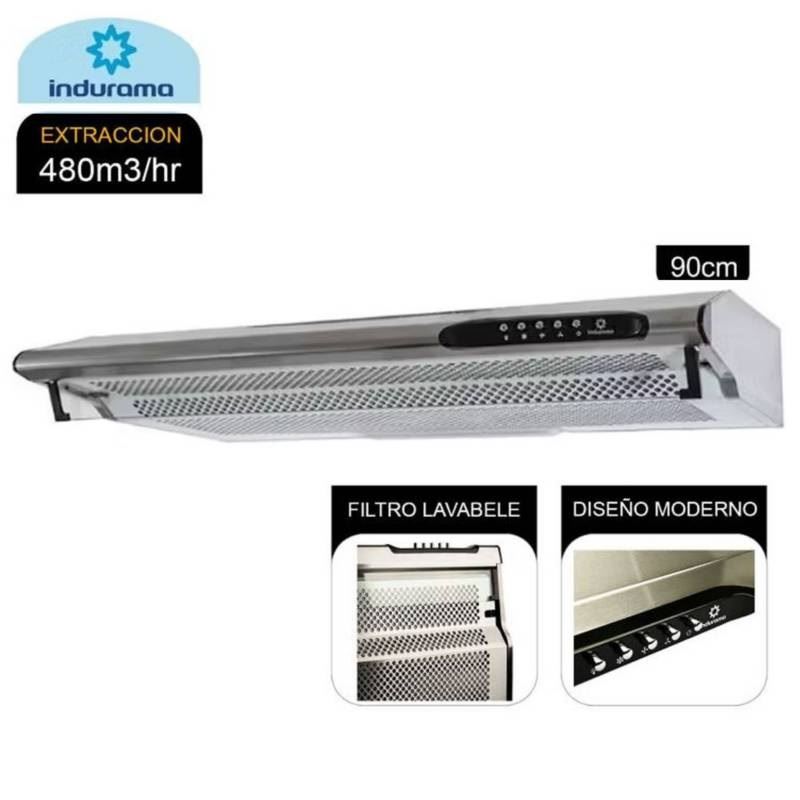 Campana Extractora Indurama CEI-902CRP 90 cm – 3 Velocidades