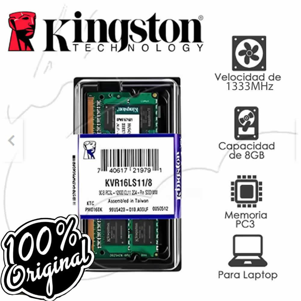 MEMORIA RAM DDR3 PC3L 1333MHZ 8GB KINGSTON PARA LAPTOP