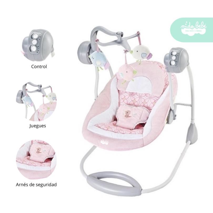 Silla Nido Mecedora de Bebé Columpio Piubello color rosado