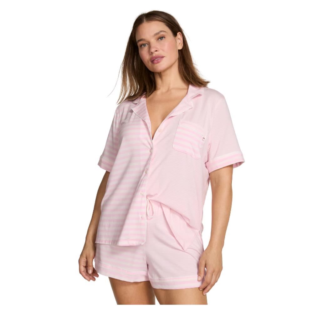 SET PIJAMA VICTORIA SECRET RAYAS CORTO ROSA T-M
