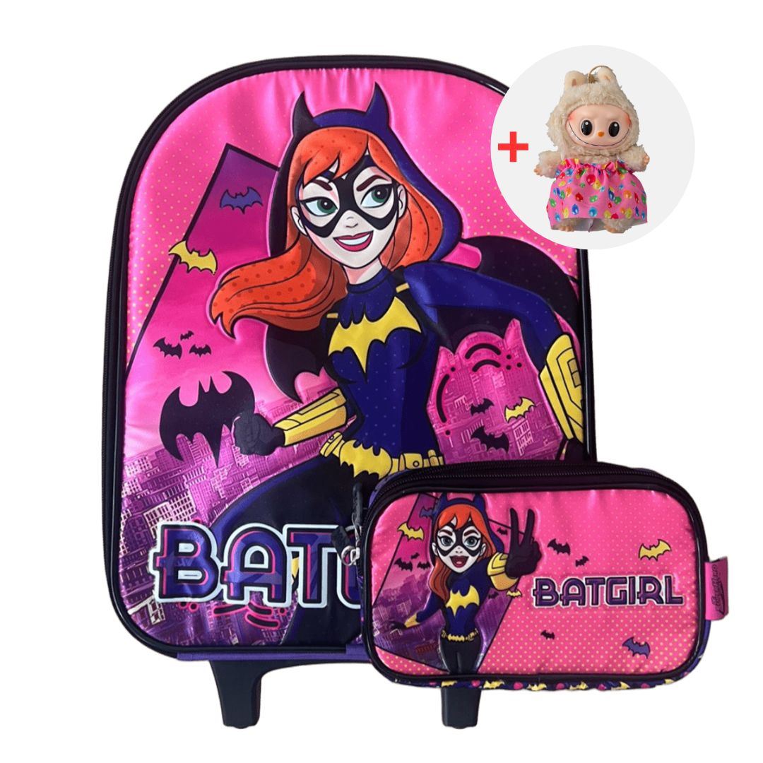 SET MOCHILA ESCOLAR BATGIRL + LABUBU