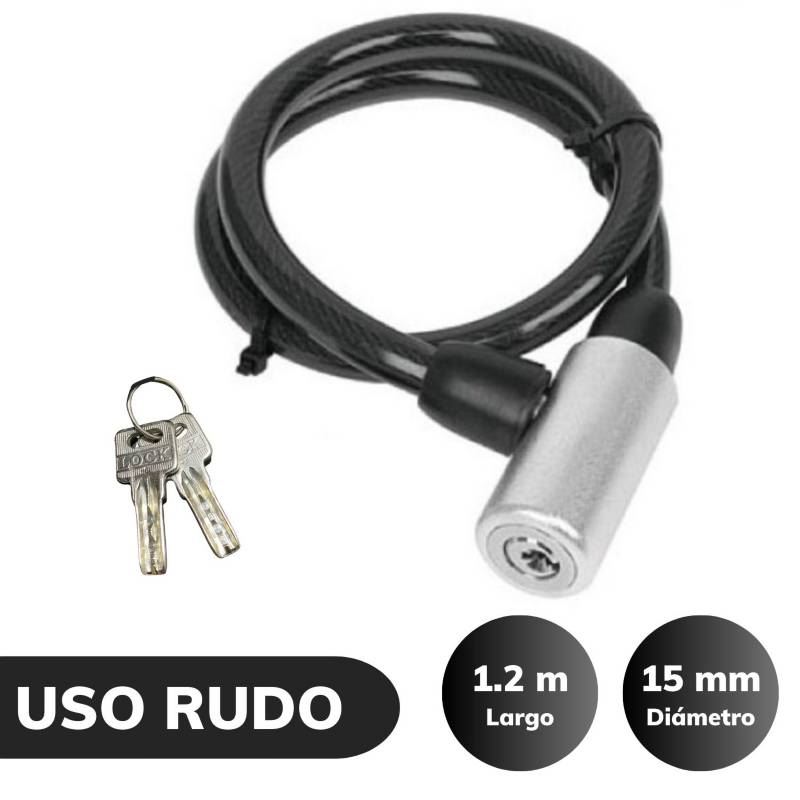 Candado de Cable 15mm C&A Con Llave - Negro