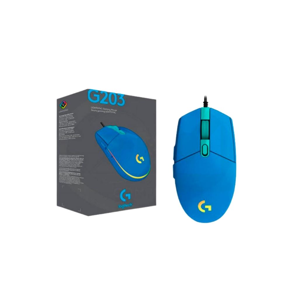 MOUSE LOGITECH G203 LIGHTSYNC OPTICAL 8000 DPI RGB BLUE