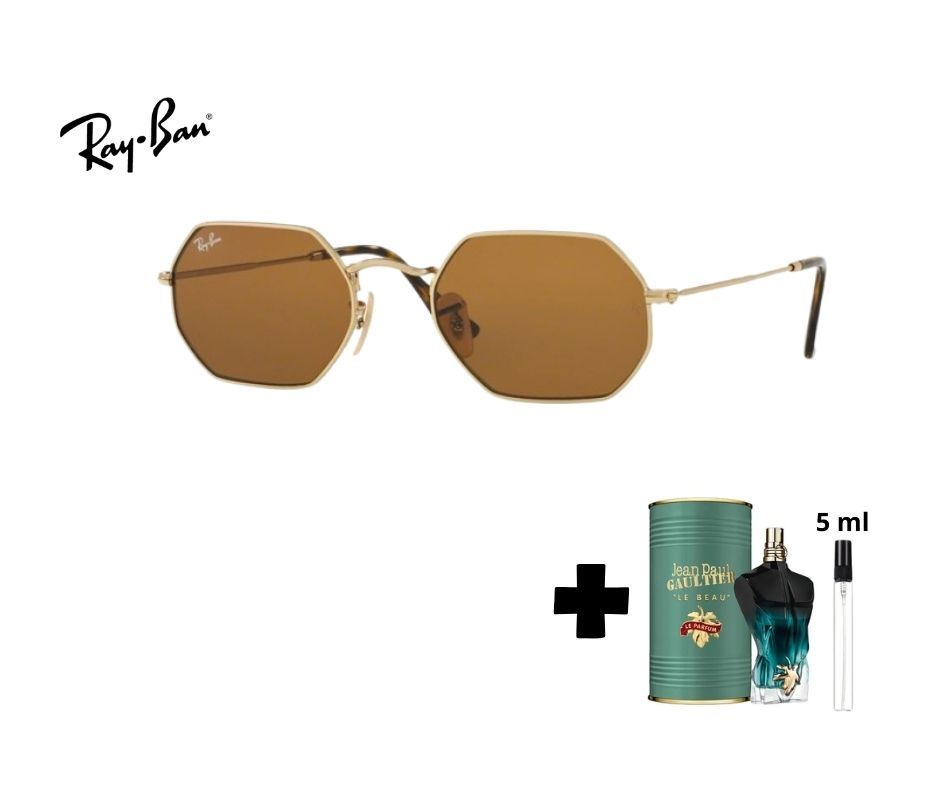 PACK DUO Lentes RayBan Octagonal RB3556 marrón + Decants Perfume Le Beau Le Parfum Jean Paul Gaultier 5ml