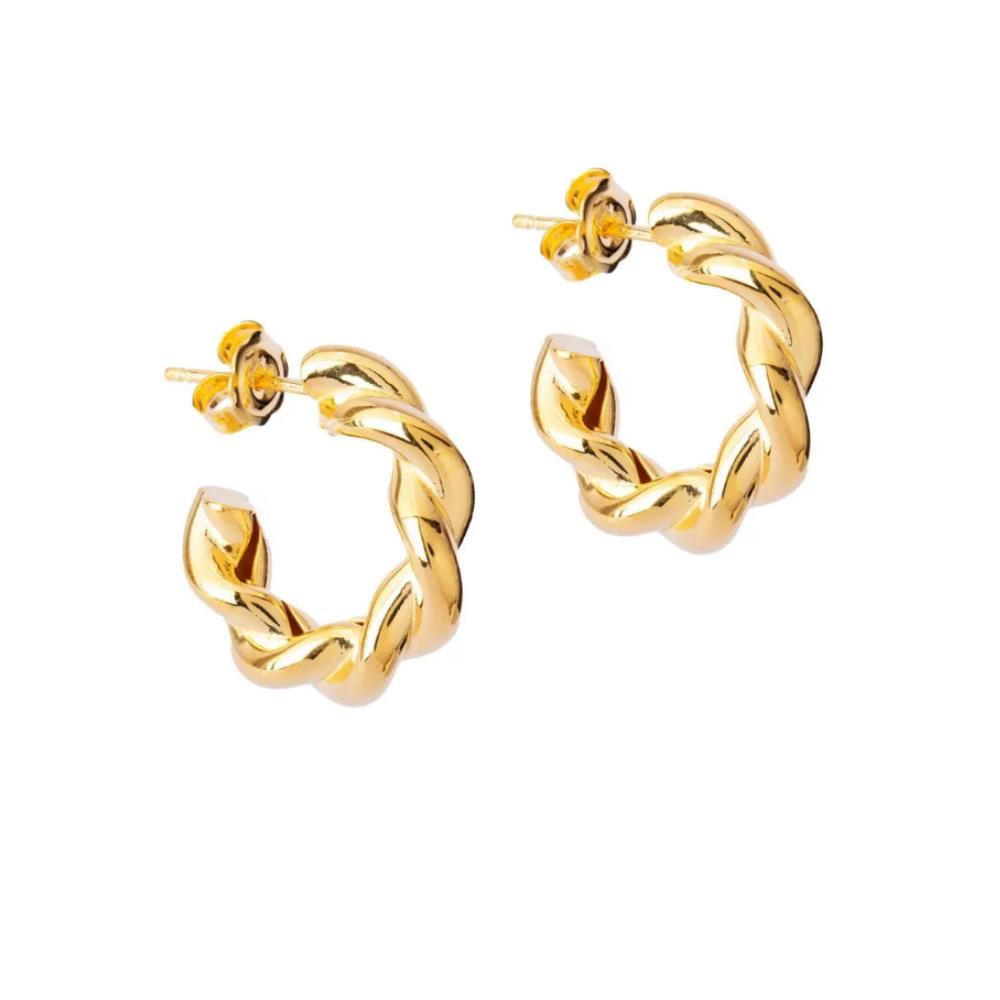 ARETES ARGOLLA TRENZADA DORADA MUJER