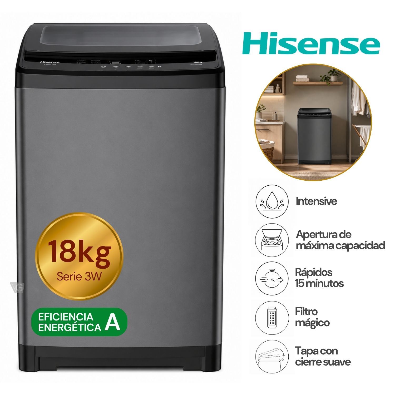 Lavadora Carga Superior 18Kg WT3W1823UT