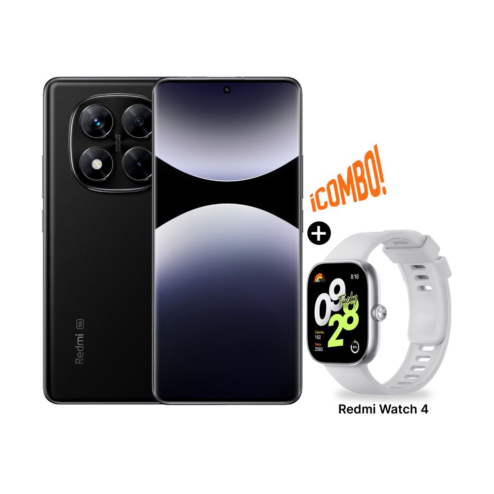 COMBO XIAOMI REDMI NOTE 14 PRO 5G 8+256GB COLOR NEGRO MEDIANOCHE + XIAOMI REDMI WATCH 4 SILVER GRAY