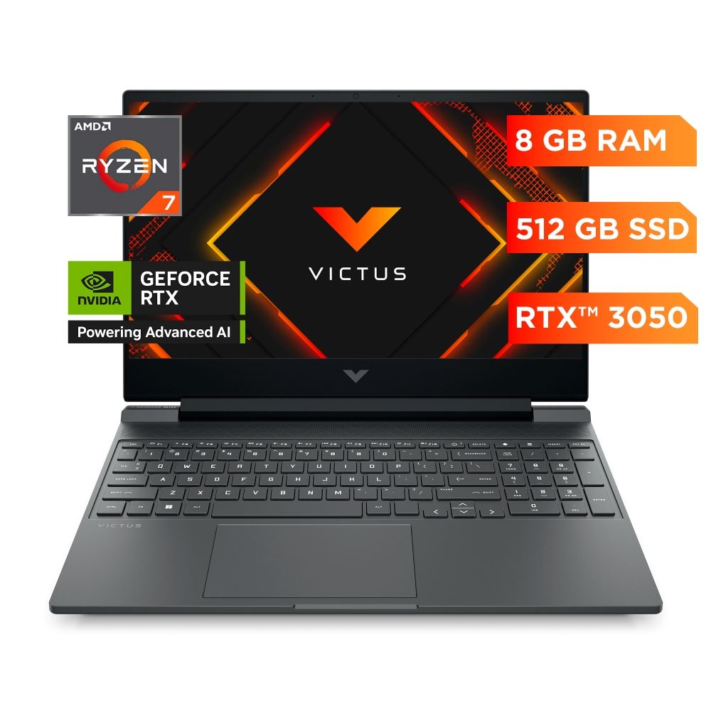 Laptop Gamer HP Victus 15.6" Ryzen 7 8GB 512GB SSD RTX 3050