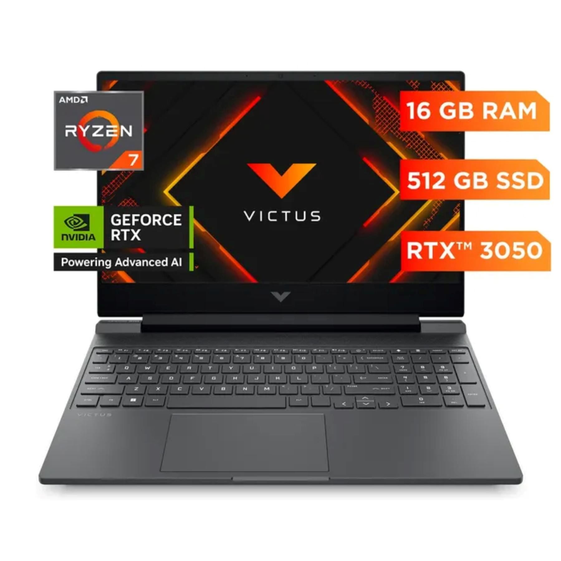 Laptop Gamer HP Victus 15.6" AMD Ryzen 7-7445H 16GB 512GB SSD RTX3050 15-FB3020LA