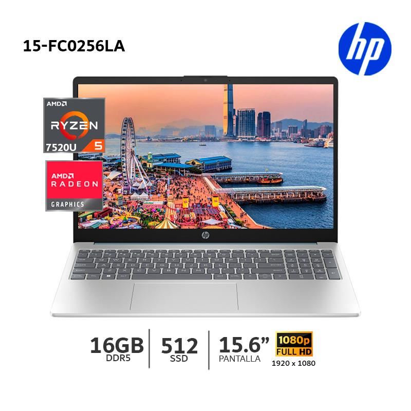 Laptop HP 15-fc0256la Ryzen 5 7520U 16Gb Ram/ 512Gb SSD/ 15.6″ FHD-B9TP9LA