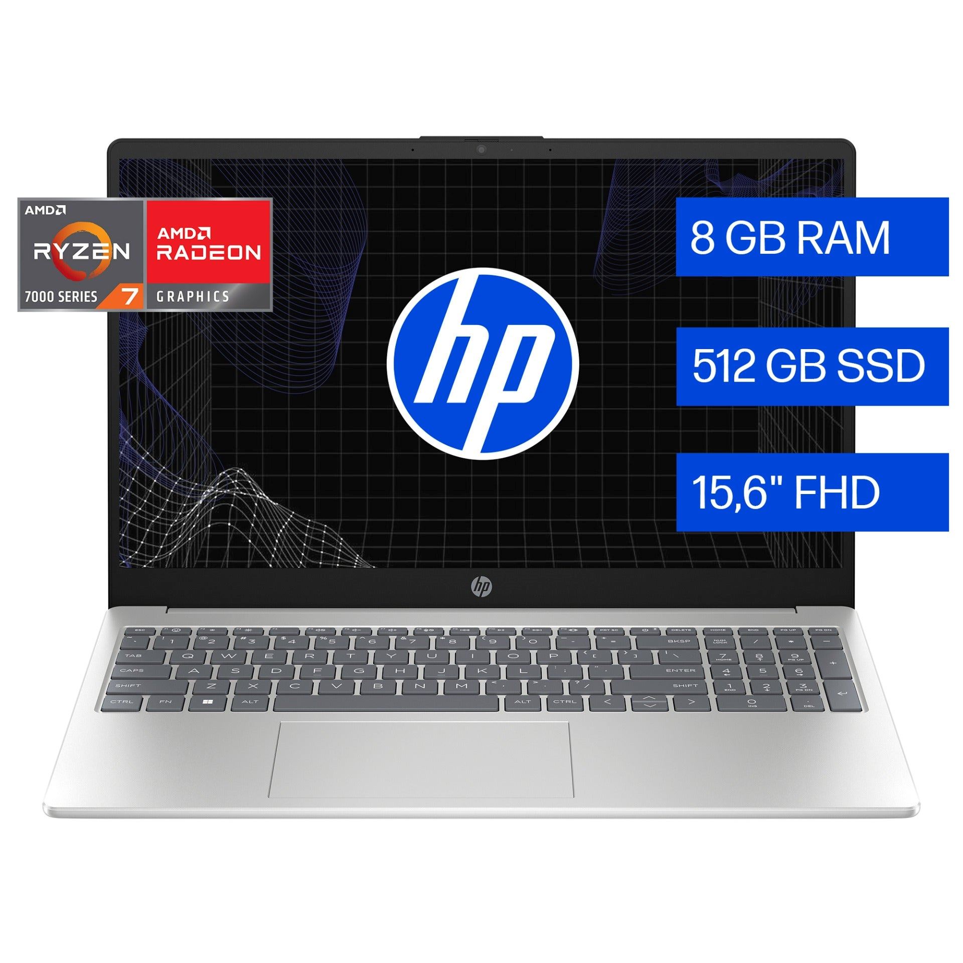 Laptop HP 15.6" AMD Ryzen 7 8GB 512GB SSD Win11 15-FC0287LA