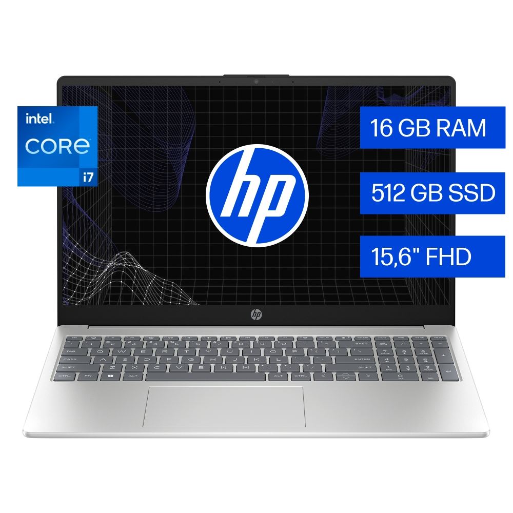 Laptop HP 15.6" Intel Core i7-1355U 16GB 512GB Windows 11 Home 15-FD0284LA Plateado