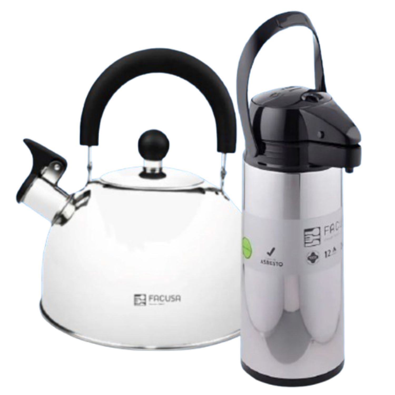 Combo Facusa Tetera 2.2LT + Termo 1.9LT Acero Inoxidable