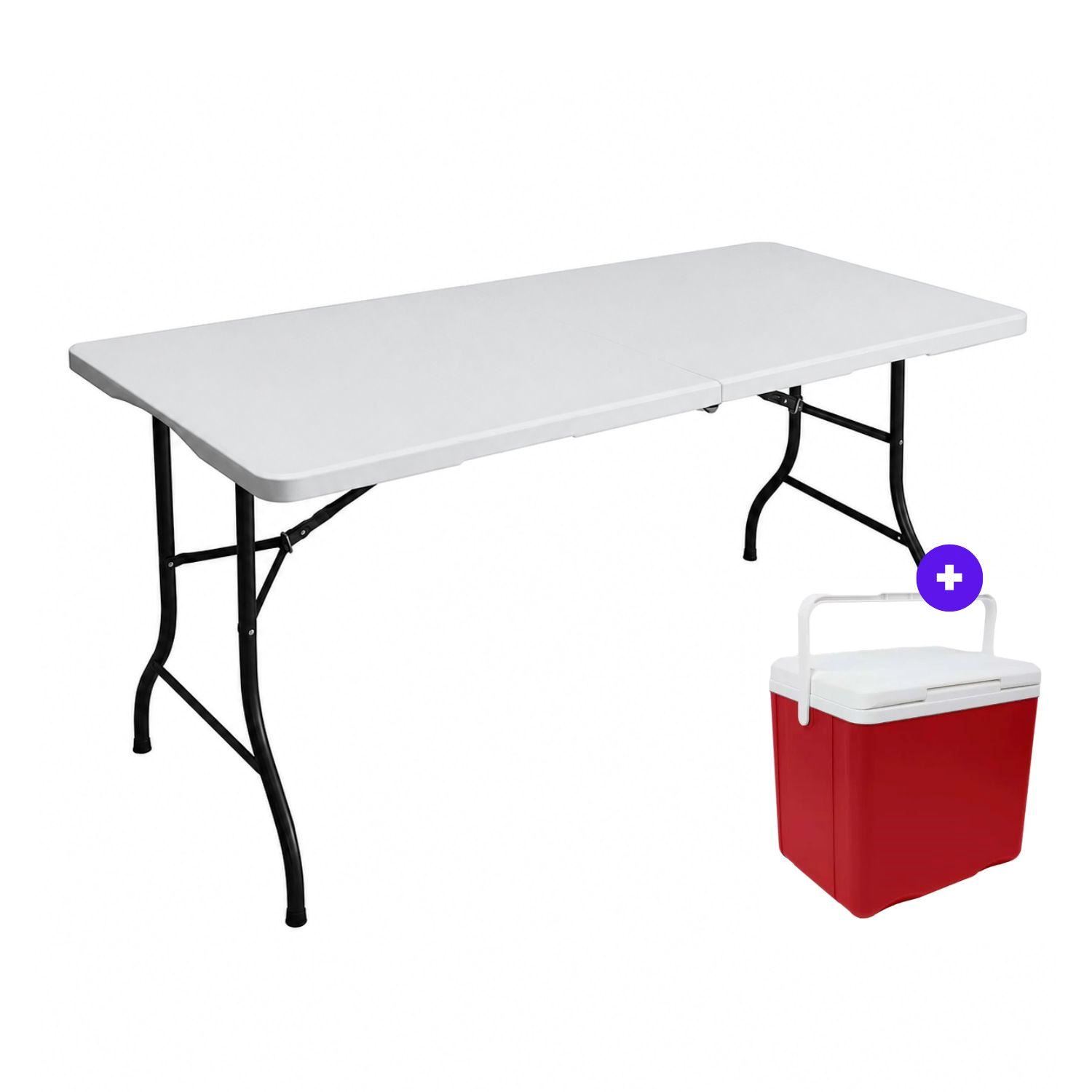 Mesa Plegable Merci Hogar 150cm MESAPL150BL + Cooler